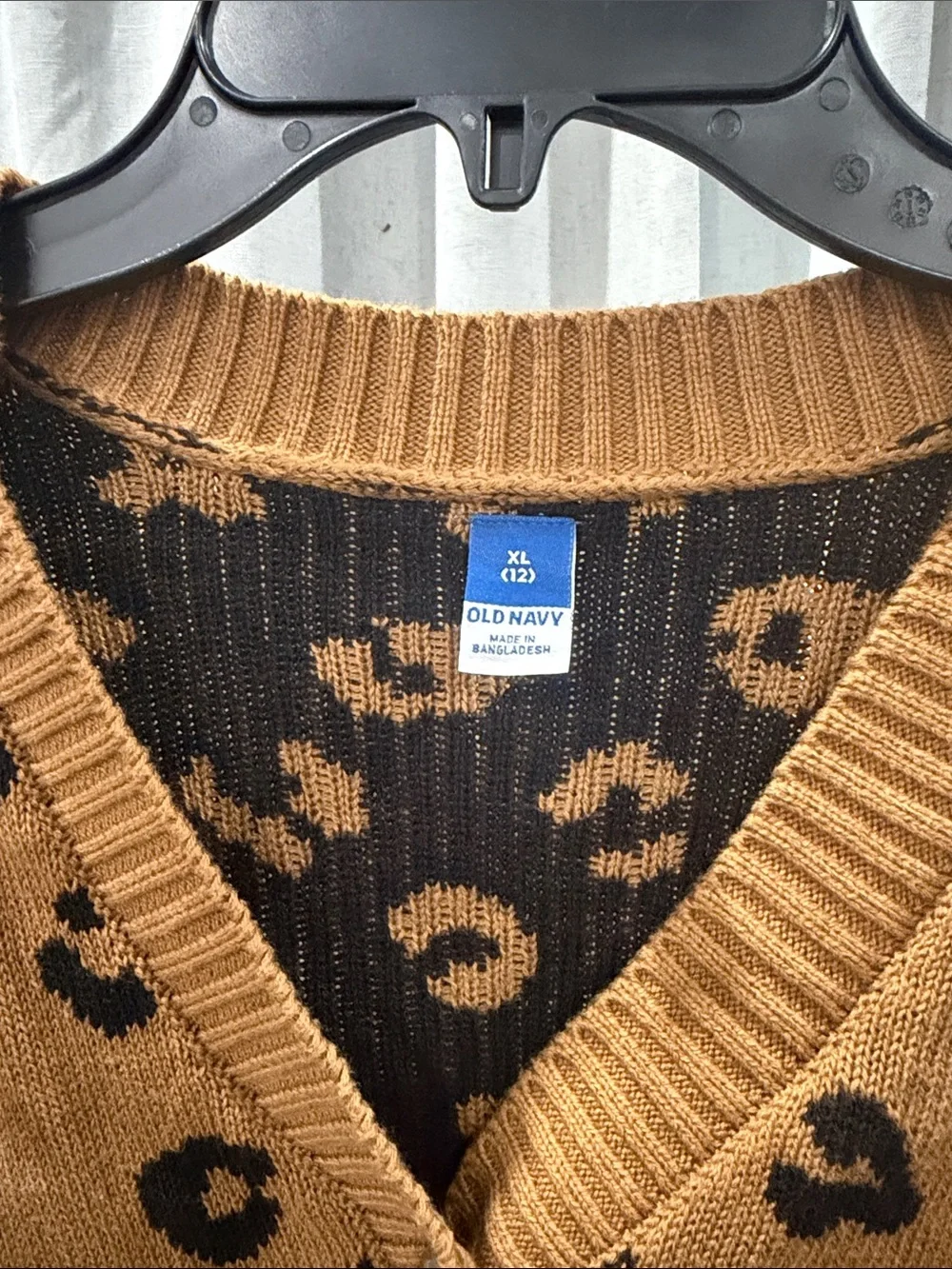 Old Navy Leopard Print V-Neck Cardigan - Mustard & Black